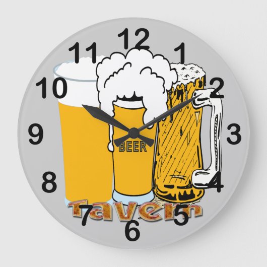 Tavern - Beer Round Wall Clock Grote Klok (Voorkant)