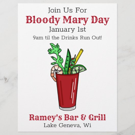 Tavern Promotie Papier voor Bloody Mary Day Flyer (Voorkant)