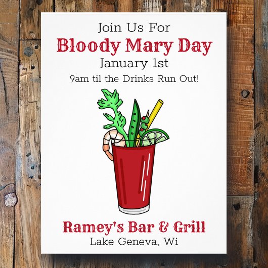 Tavern Promotie Papier voor Bloody Mary Day Flyer