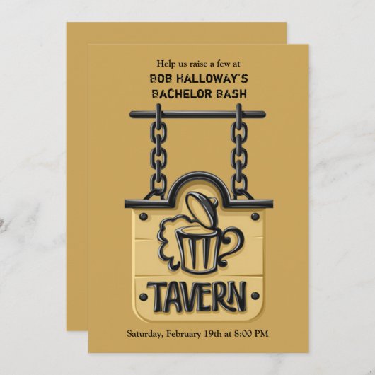 Tavern Sign Invitation Kaart (Voorkant / Achterkant)