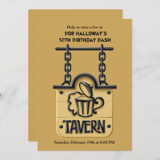 Tavern Sign Invitation Kaart (Voorkant / Achterkant)