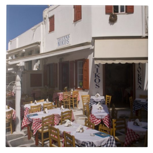 Taverna Nikos, Mykonos, Cycladen, Griekenland Tegeltje (Voorkant)
