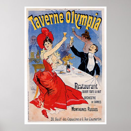 Taverne Olympia  restaurant en kunst Poster (Voorkant)