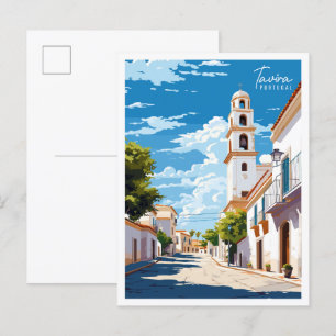 Tavira Portugal vintage reisillustratie Briefkaart