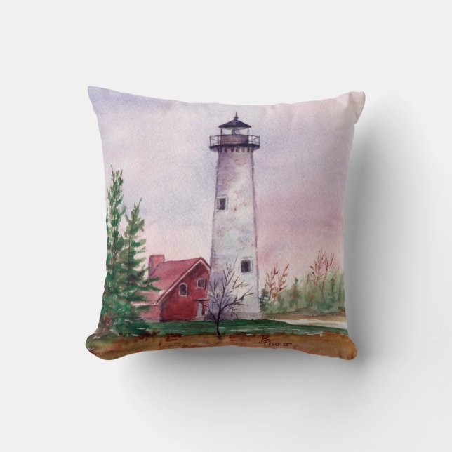 Tawas Point Lighthouse Pillow Kussen (Voorkant)
