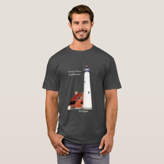 Tawas Point Lighthouse shirt donker (Voorkant volledig)