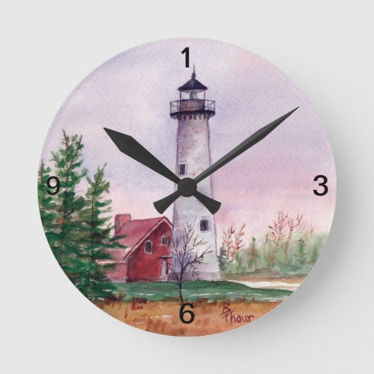 Tawas Point Lighthouse Wall Clock Ronde Klok (Voorkant)