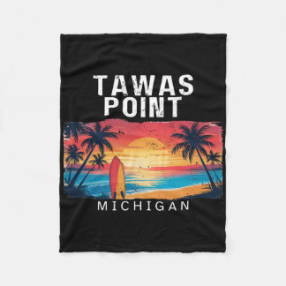 Tawas Point Michigan Men Women Surfing  Fleece Deken