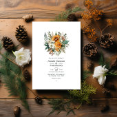 Tawny Brown en Pine Green Bloemen Herfst Bruiloft Kaart