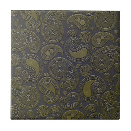 Tawny bruine paisley ontwerp tegeltje (Voorkant)