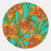 Tawny-dagbladbloemen Ronde Sticker (Voorkant)