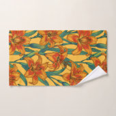 Tawny daglilbloemen, blauw en geel bad handdoek (Handdoek)