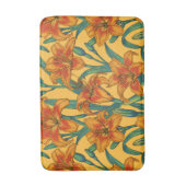 Tawny daglilbloemen, blauw en geel badmat (Voorkant Verticaal)