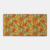 Tawny daglilbloemen, blauw en geel bureaumat (Voorkant)