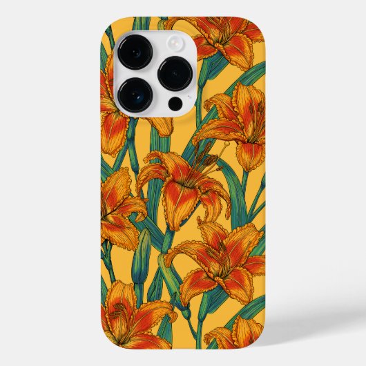 Tawny daglilbloemen, blauw en geel Case-Mate iPhone case (Achterkant)