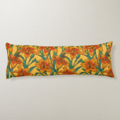 Tawny daglilbloemen, blauw en geel lichaamskussen (Achterkant)