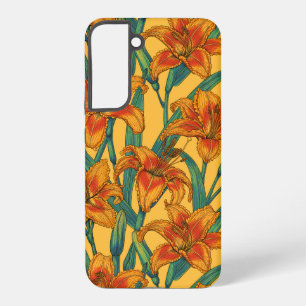 Tawny daglilbloemen, blauw en geel samsung galaxy hoesje