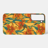 Tawny daglilbloemen, blauw en geel samsung galaxy hoesje (Achterkant horizontaal)