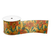 Tawny daglilbloemen, blauw en geel satijnen lint (Spoel)