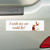 Tawny Owl Art Ik wou dat ik kon vliegen! Bumpersticker (Op auto)