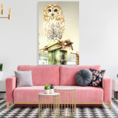 Tawny Owl in de sneeuw fijn in dozen gedaan canvas (Insitu (Woonkamer))