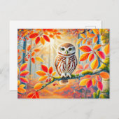 Tawny Owl in het herfstbos Feestdagenkaart (Voorkant / Achterkant)