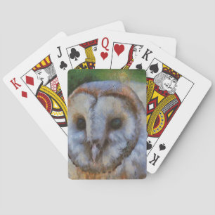 Tawny Owl in Pointillism Art Pokerkaarten