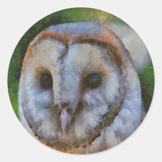 Tawny Owl in Pointillism Art Ronde Sticker (Voorkant)
