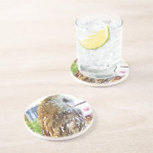 Tawny owl painted with watercolors zandsteen onderzetter (Zijkant)