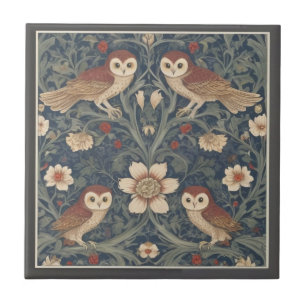 Tawny Owl Pattern William Morris stijl Uilen Tegeltje