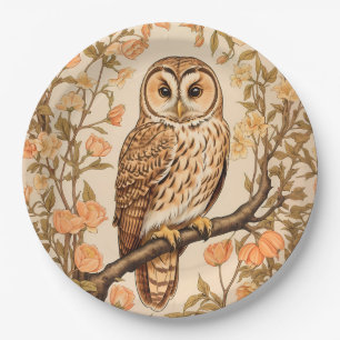 Tawny Owl Perzik Bloesems William Morris Geïnspire Papieren Bordje