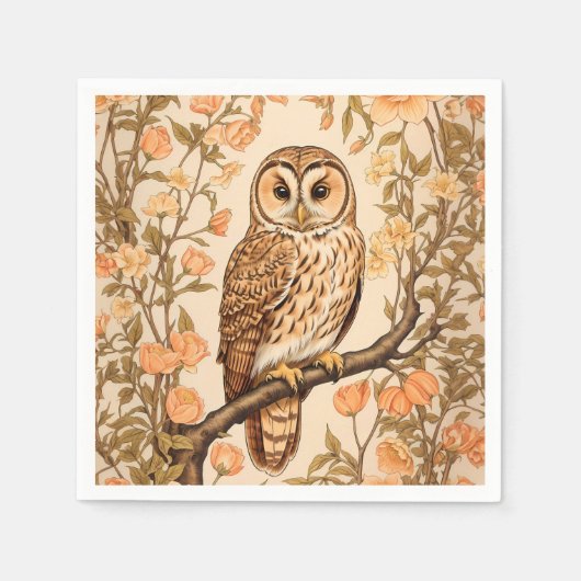 Tawny Owl Perzik Bloesems William Morris Geïnspire Servet (Voorkant)