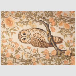 Tawny Owl Perzik Bloesems William Morris Geïnspire Tissuepapier