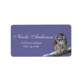 Tawny Owl waterverf Etiket (Voorkant)