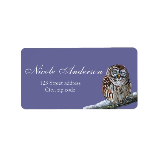 Tawny Owl waterverf Etiket (Voorkant)