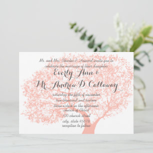 Tawny Peach en Flame Coral Forest bruiloft Kaart