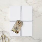 Tawny uil fine art schilderij kerstcadeau label cadeaulabel (Met Touw)