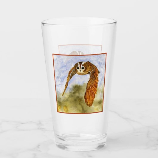 Tawny Uil in Flight Point Glass Glas (Voorkant)