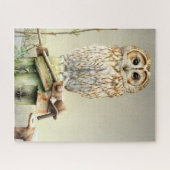 Tawny uil waterverf en gouache kunst puzzel (Horizontaal)