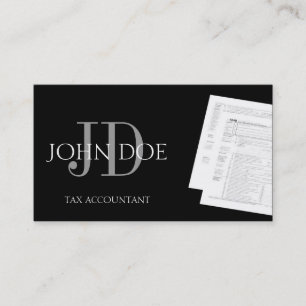 Tax Accountant Monogram 1040 3D zwart Visitekaartje