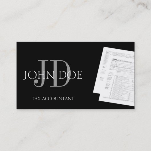Tax Accountant Monogram 1040 3D zwart Visitekaartje (Voorkant)