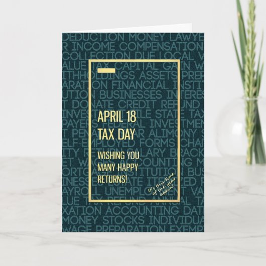 Tax Day 18 april Eenvoudige moderne woorden Wenska Kaart (Voorkant)