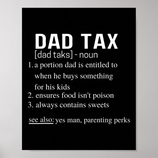 Tax Funny Dad Belasting Definitie Vaderdag 3 Poster (Voorkant)