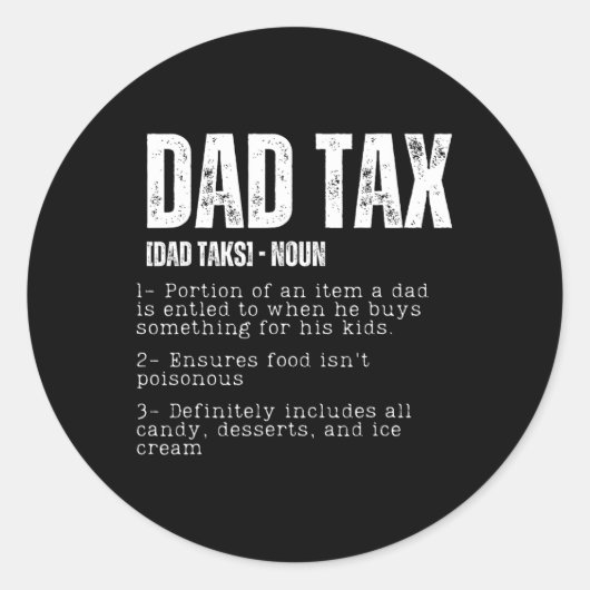 Tax Funny Dad Belastingdefinitie Vaderdag 2 Ronde Sticker (Voorkant)