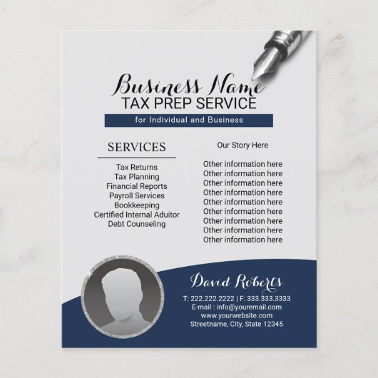 Tax Preparation Consulting Service Marine Blue Fot Flyer (Voorkant)