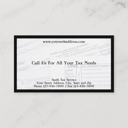 Tax Preparer Accountant Visitekaartje (Achterkant)