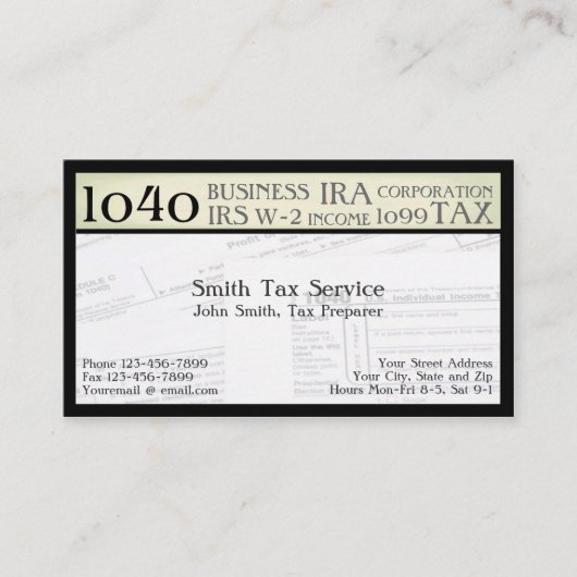 Tax Preparer Accountant Visitekaartje (Voorkant)
