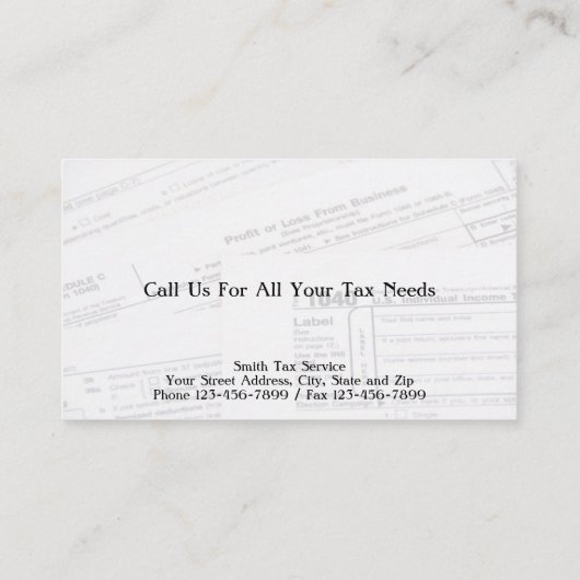 Tax Preparer Accountant Visitekaartje (Achterkant)