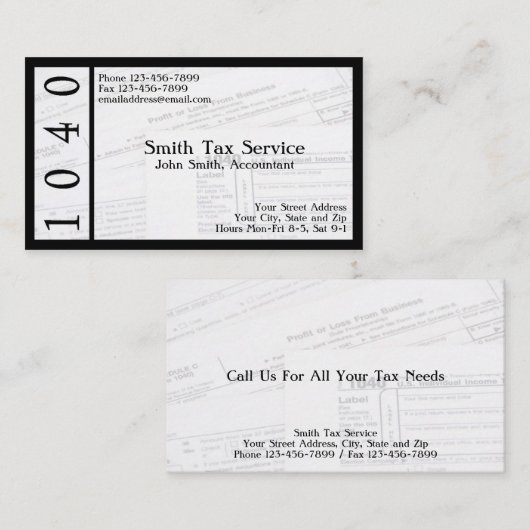 Tax Preparer Accountant Visitekaartje (Voorkant / Achterkant)
