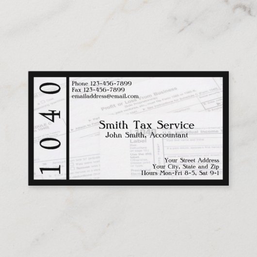 Tax Preparer Accountant Visitekaartje (Voorkant)